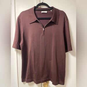 NWT Sandro Burgundy Zip Polo Shirt